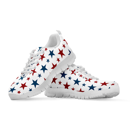 Red And Blue USA Star Pattern Print White Sneakers