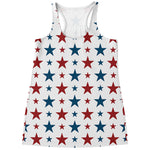 Red And Blue USA Star Pattern Print Women's Racerback Tank Top