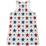 Red And Blue USA Star Pattern Print Women's Racerback Tank Top