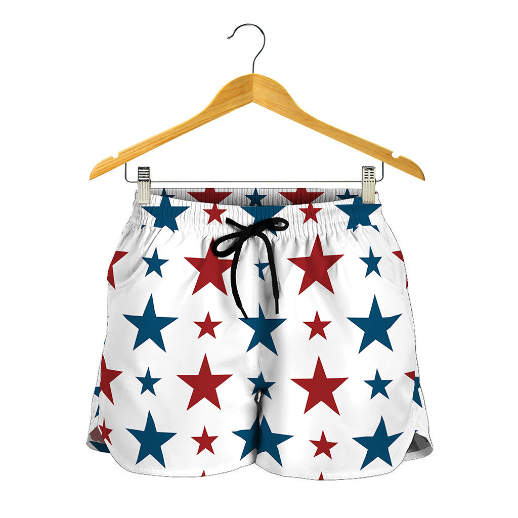 Red And Blue USA Star Pattern Print Women's Shorts