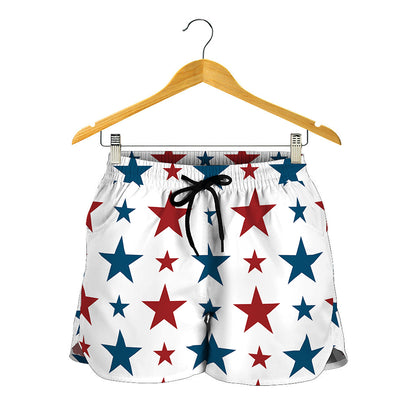 Red And Blue USA Star Pattern Print Women's Shorts