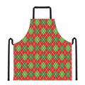 Red And Green Argyle Pattern Print Apron