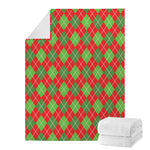 Red And Green Argyle Pattern Print Blanket