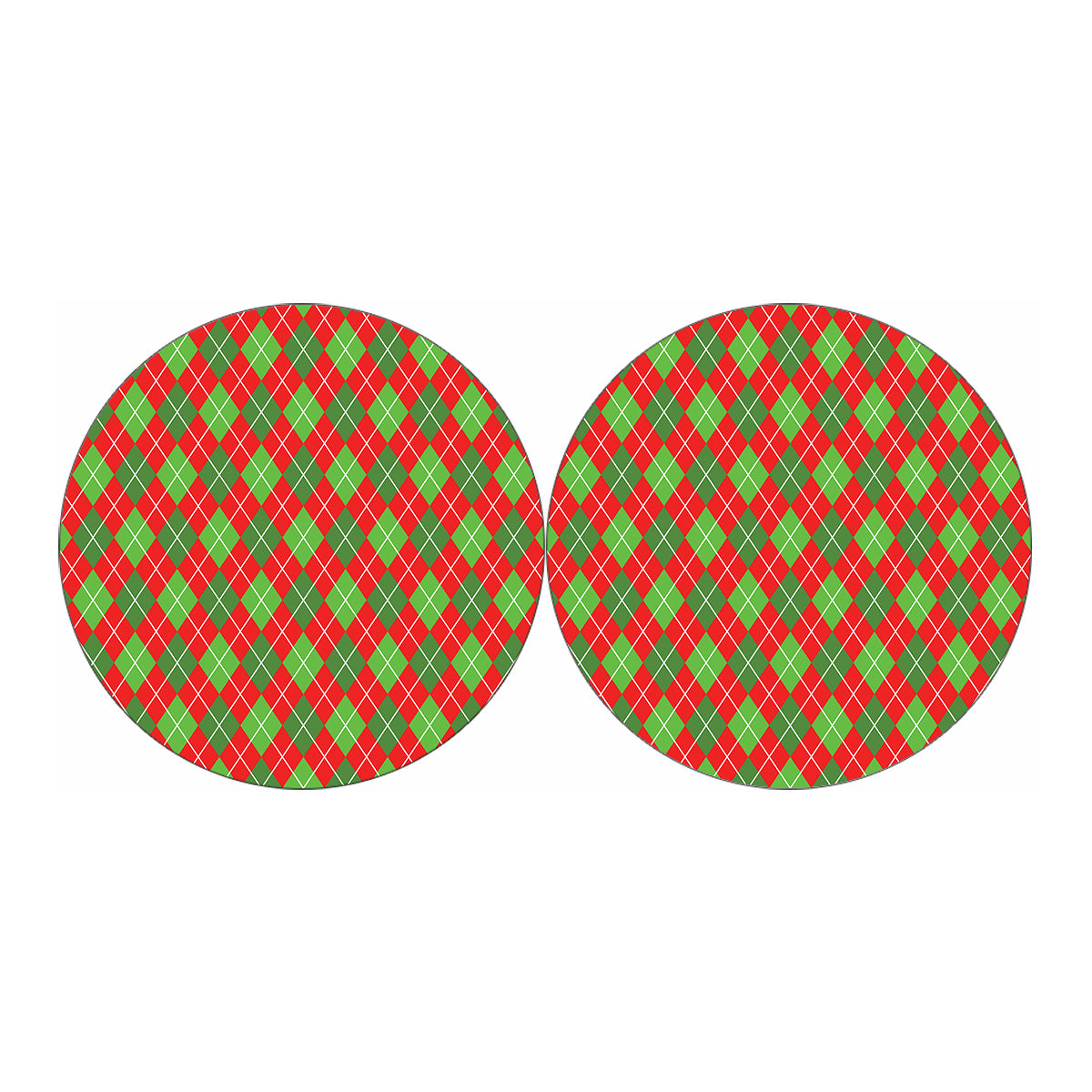 Red And Green Argyle Pattern Print Car Coasters