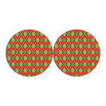 Red And Green Argyle Pattern Print Car Coasters