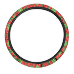 Red And Green Argyle Pattern Print Car Steering Wheel Cover