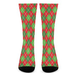Red And Green Argyle Pattern Print Crew Socks