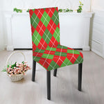 Red And Green Argyle Pattern Print Dining Chair Slipcover