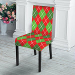 Red And Green Argyle Pattern Print Dining Chair Slipcover