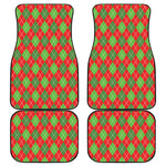 Red And Green Argyle Pattern Print Front and Back Car Floor Mats