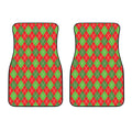 Red And Green Argyle Pattern Print Front Car Floor Mats