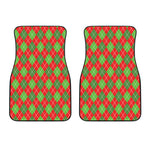 Red And Green Argyle Pattern Print Front Car Floor Mats