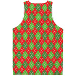 Red And Green Argyle Pattern Print Men's Tank Top