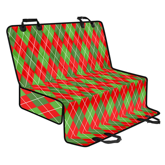 Red And Green Argyle Pattern Print Pet Car Back Seat Cover