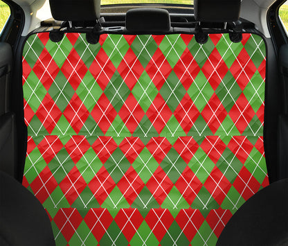 Red And Green Argyle Pattern Print Pet Car Back Seat Cover