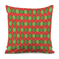 Red And Green Argyle Pattern Print Pillow Cover