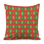 Red And Green Argyle Pattern Print Pillow Cover