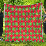 Red And Green Argyle Pattern Print Quilt