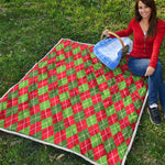 Red And Green Argyle Pattern Print Quilt