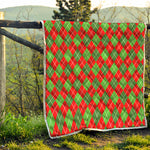 Red And Green Argyle Pattern Print Quilt