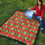 Red And Green Argyle Pattern Print Quilt