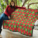 Red And Green Argyle Pattern Print Quilt