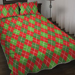 Red And Green Argyle Pattern Print Quilt Bed Set