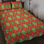 Red And Green Argyle Pattern Print Quilt Bed Set