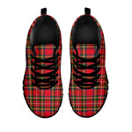 Red And Green Scottish Tartan Print Black Sneakers