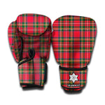 Red And Green Scottish Tartan Print Boxing Gloves