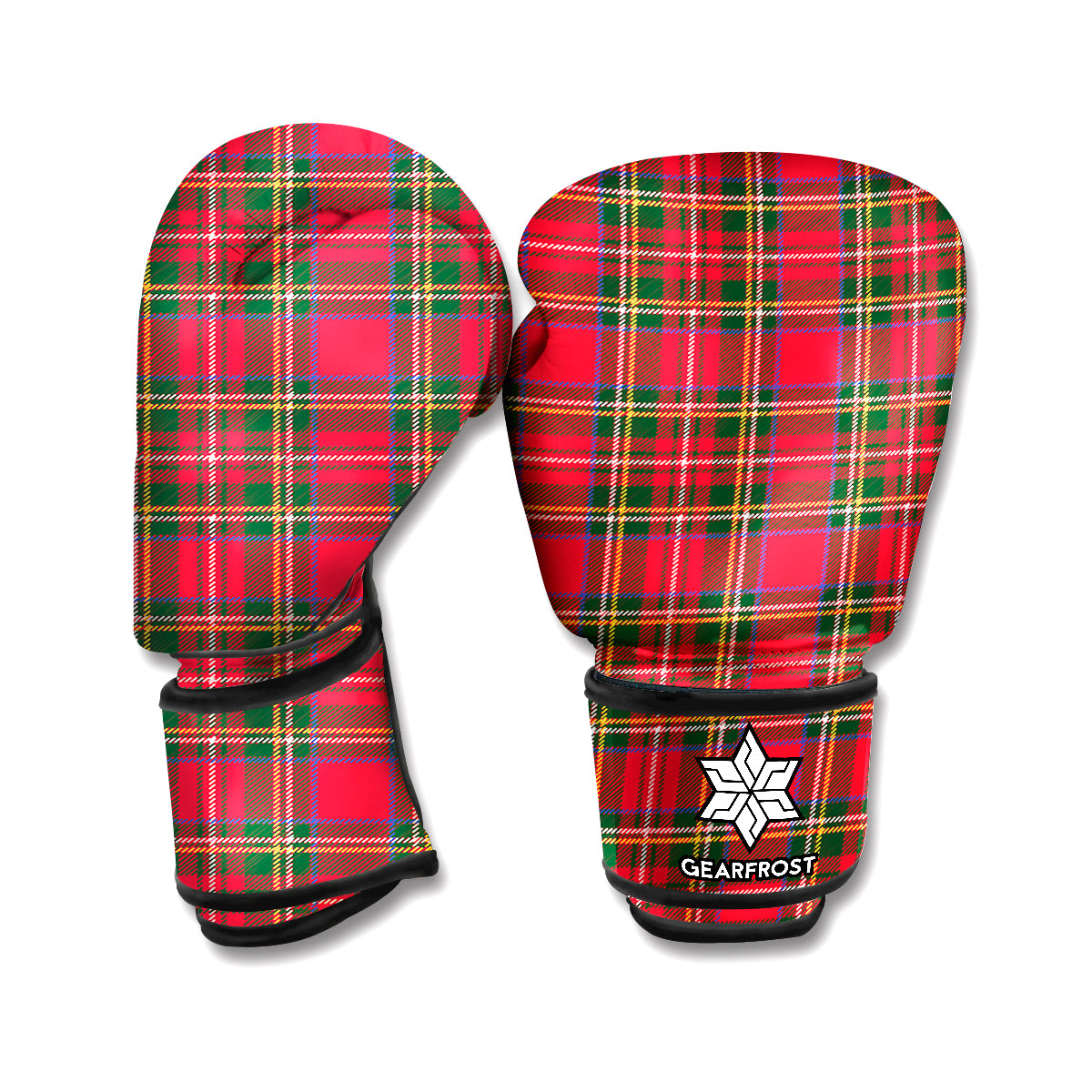 Red And Green Scottish Tartan Print Boxing Gloves