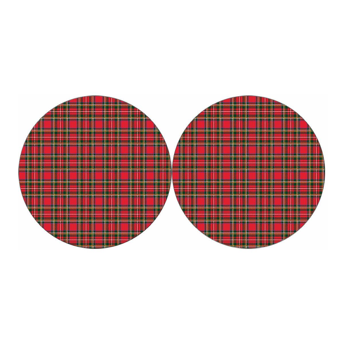 Red And Green Scottish Tartan Print Car Coasters
