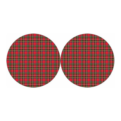 Red And Green Scottish Tartan Print Car Coasters