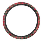 Red And Green Scottish Tartan Print Car Steering Wheel Cover