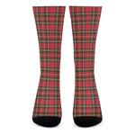 Red And Green Scottish Tartan Print Crew Socks