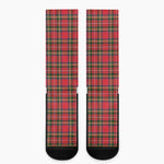 Red And Green Scottish Tartan Print Crew Socks