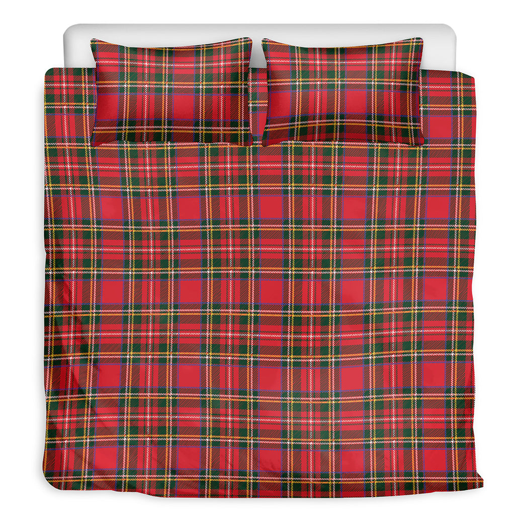 Red And Green Scottish Tartan Print Duvet Cover Bedding Set