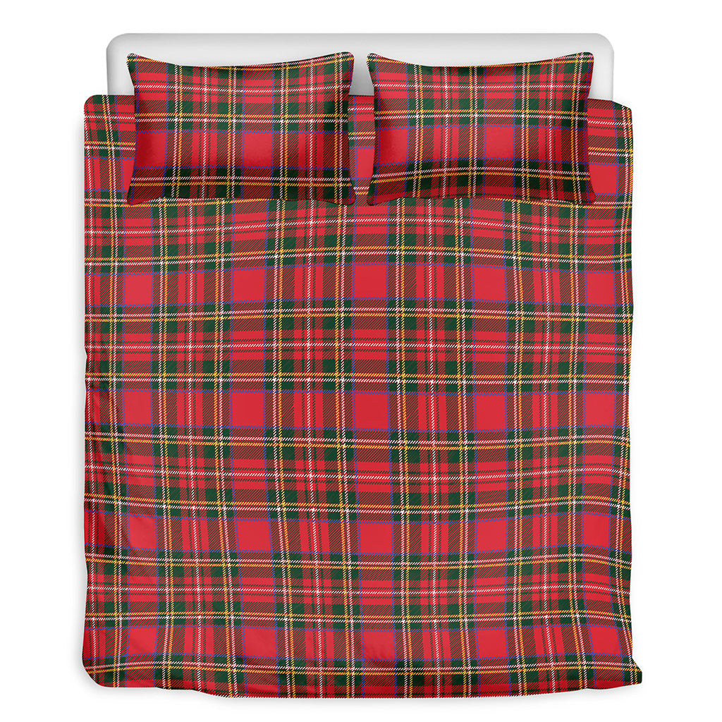Red And Green Scottish Tartan Print Duvet Cover Bedding Set