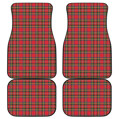 Red And Green Scottish Tartan Print Front and Back Car Floor Mats