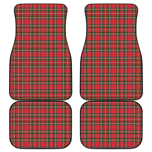 Red And Green Scottish Tartan Print Front and Back Car Floor Mats