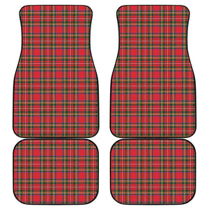 Red And Green Scottish Tartan Print Front and Back Car Floor Mats