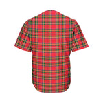 Red And Green Scottish Tartan Print Men's Baseball Jersey