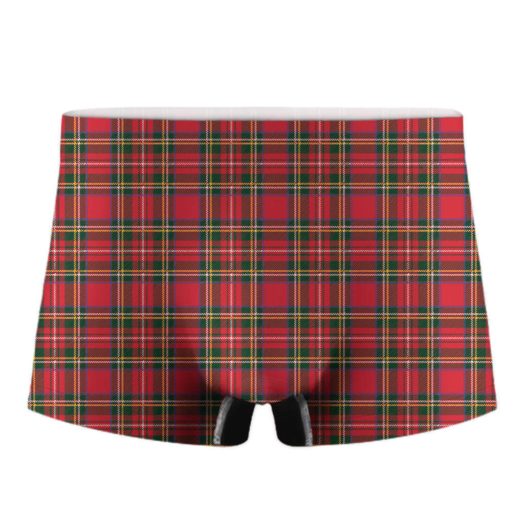 Red And Green Scottish Tartan Print Men's Boxer Briefs