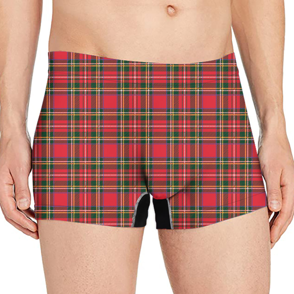 Red And Green Scottish Tartan Print Men's Boxer Briefs