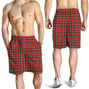 Red And Green Scottish Tartan Print Men's Shorts