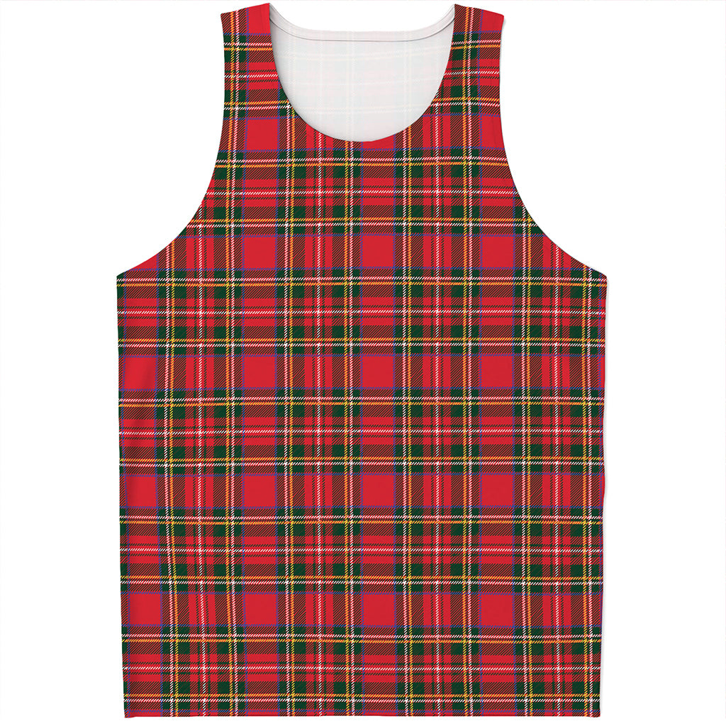 Red And Green Scottish Tartan Print Men's Tank Top