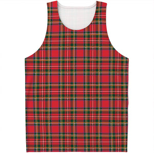 Red And Green Scottish Tartan Print Men's Tank Top