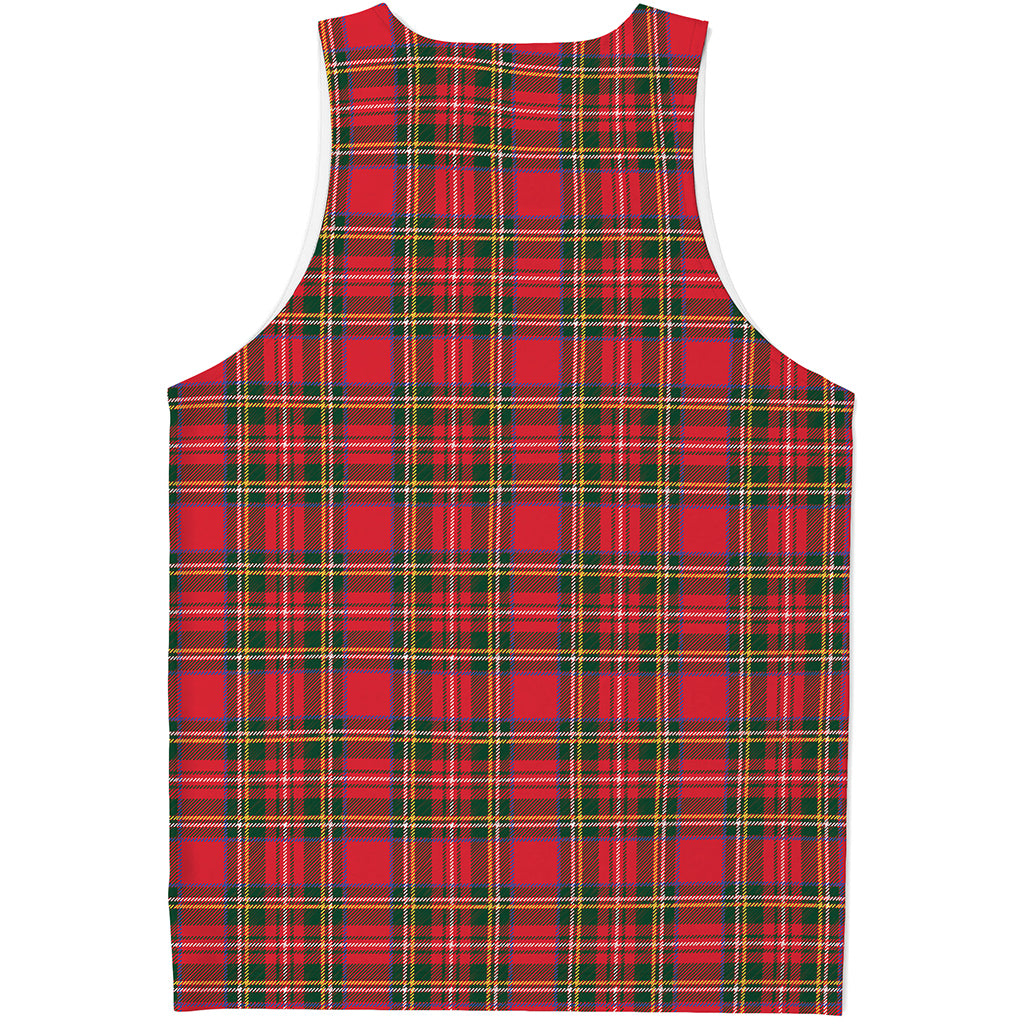 Red And Green Scottish Tartan Print Men's Tank Top