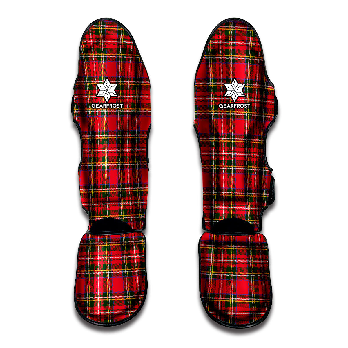 Red And Green Scottish Tartan Print Muay Thai Shin Guard