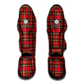 Red And Green Scottish Tartan Print Muay Thai Shin Guards